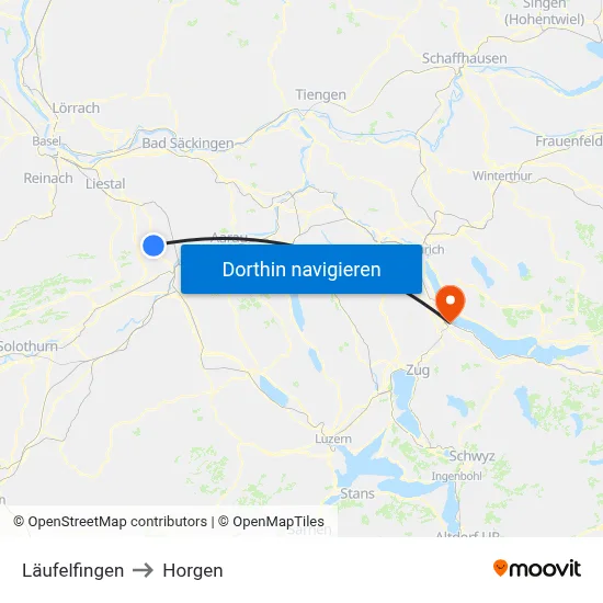 Läufelfingen to Horgen map