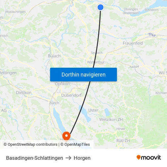 Basadingen-Schlattingen to Horgen map