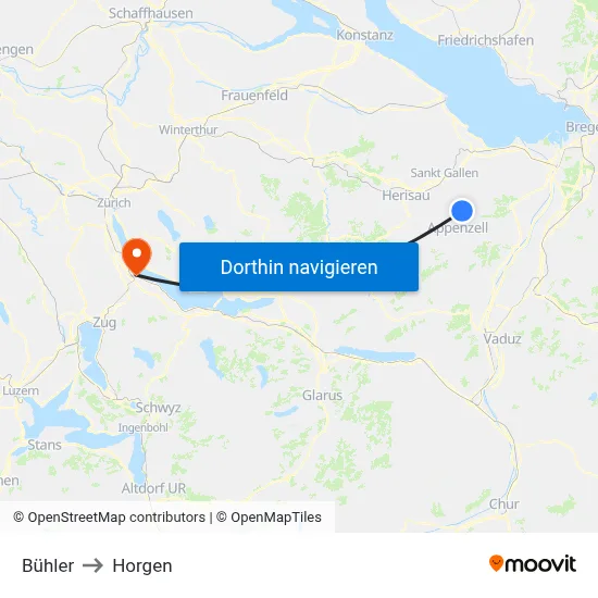 Bühler to Horgen map