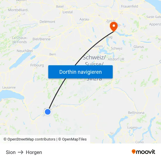 Sion to Horgen map