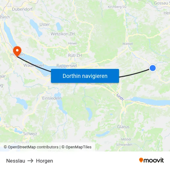 Nesslau to Horgen map