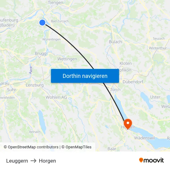 Leuggern to Horgen map