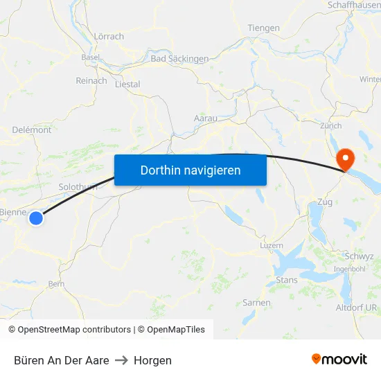 Büren An Der Aare to Horgen map