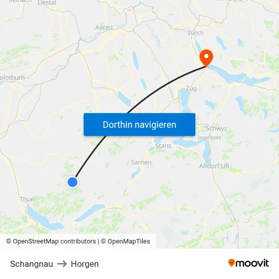 Schangnau to Horgen map
