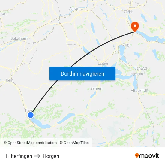 Hilterfingen to Horgen map