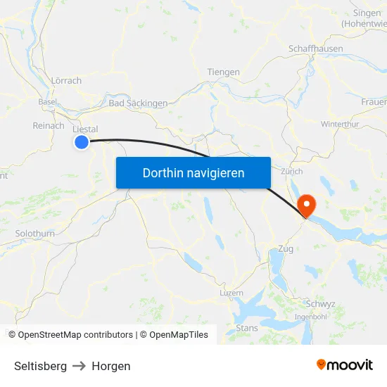 Seltisberg to Horgen map