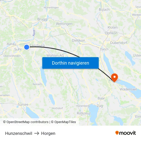 Hunzenschwil to Horgen map