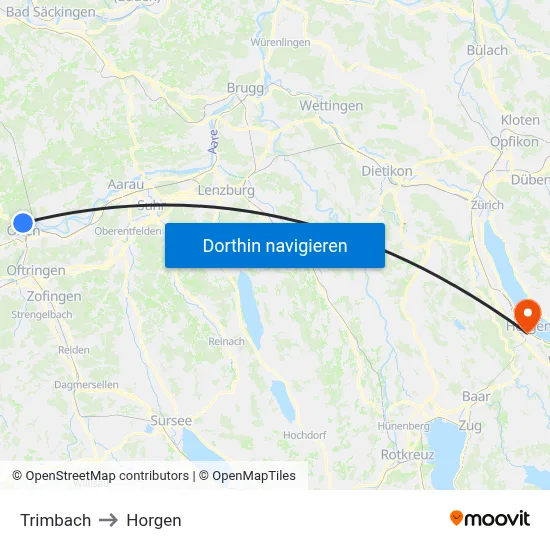 Trimbach to Horgen map