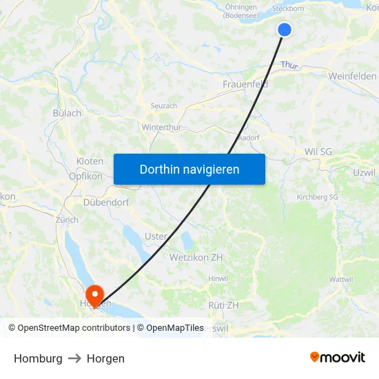 Homburg to Horgen map