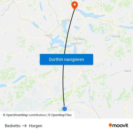 Bedretto to Horgen map