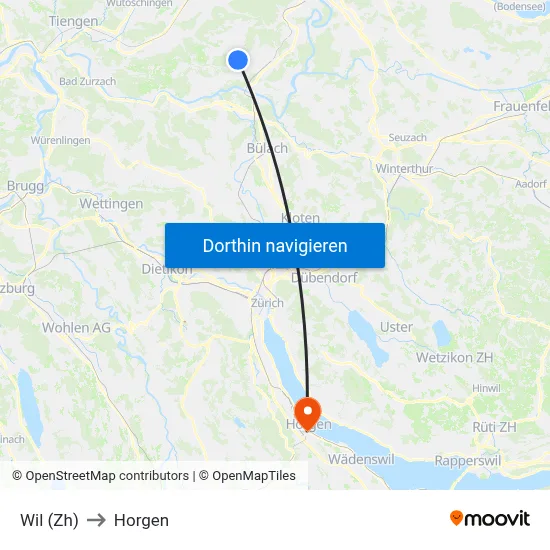 Wil (Zh) to Horgen map