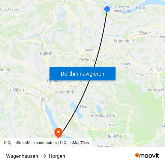 Wagenhausen to Horgen map