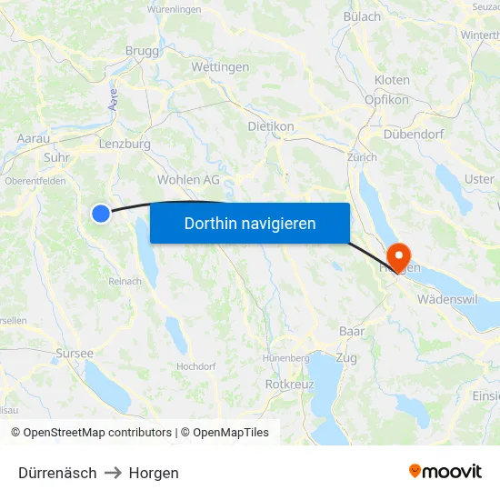 Dürrenäsch to Horgen map