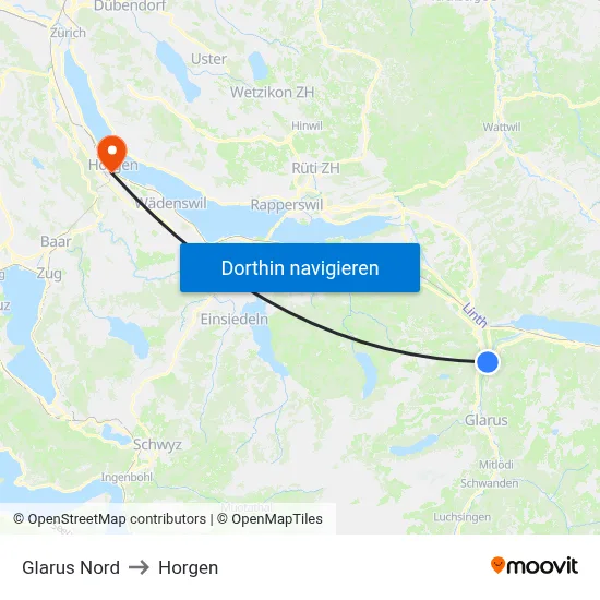 Glarus Nord to Horgen map