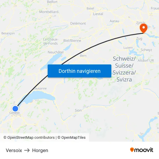 Versoix to Horgen map