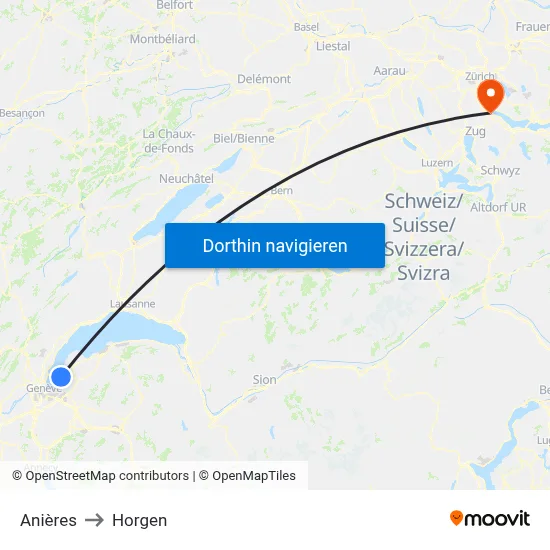 Anières to Horgen map
