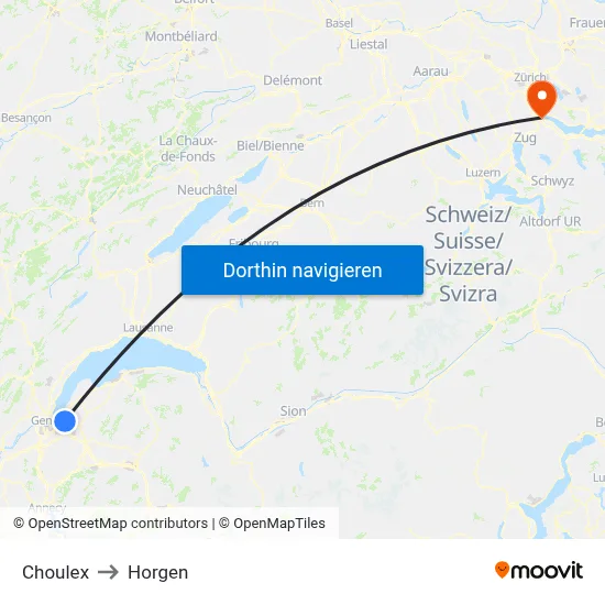 Choulex to Horgen map