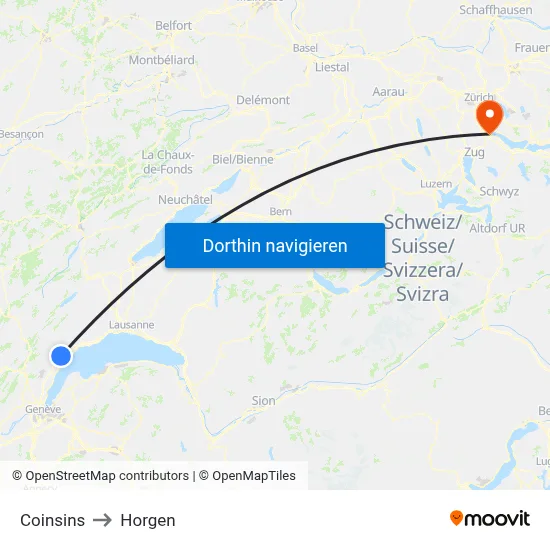 Coinsins to Horgen map