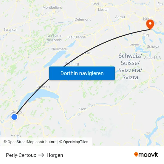Perly-Certoux to Horgen map