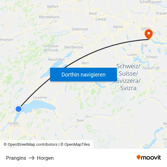 Prangins to Horgen map