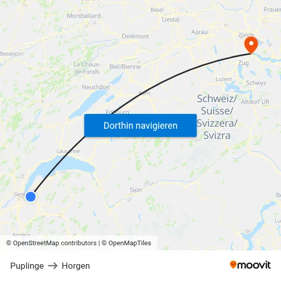 Puplinge to Horgen map