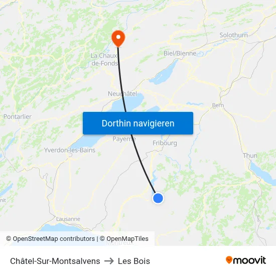 Châtel-Sur-Montsalvens to Les Bois map