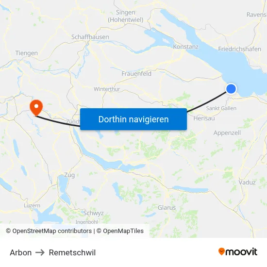 Arbon to Remetschwil map