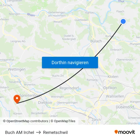 Buch AM Irchel to Remetschwil map