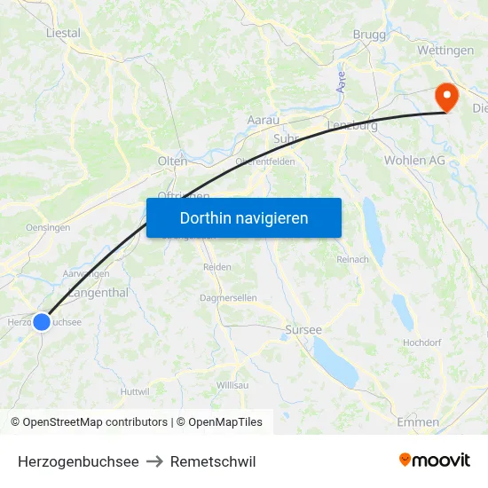 Herzogenbuchsee to Remetschwil map