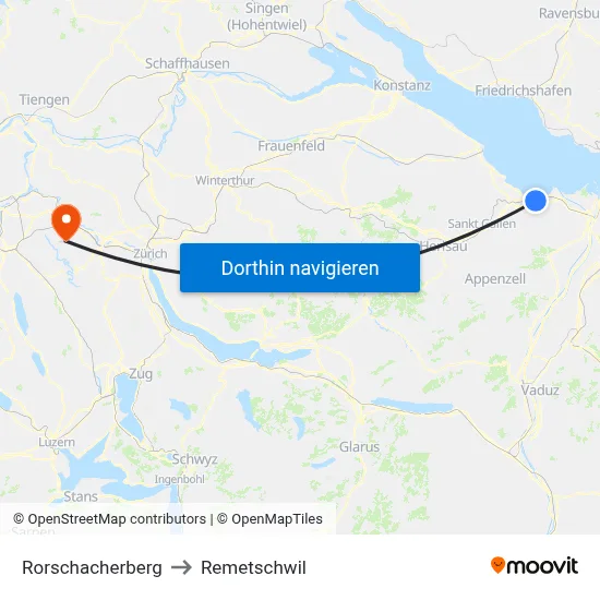 Rorschacherberg to Remetschwil map