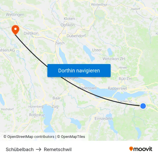 Schübelbach to Remetschwil map