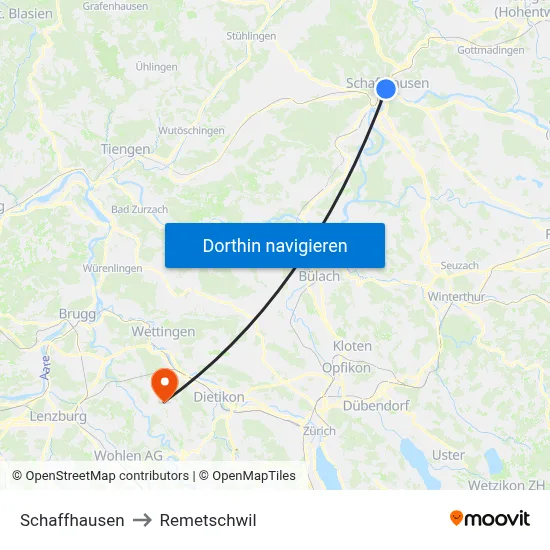 Schaffhausen to Remetschwil map