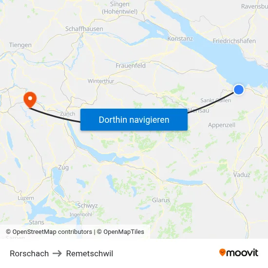 Rorschach to Remetschwil map