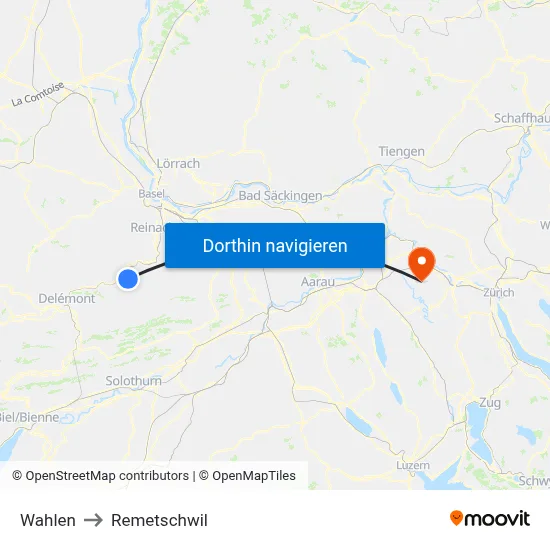 Wahlen to Remetschwil map