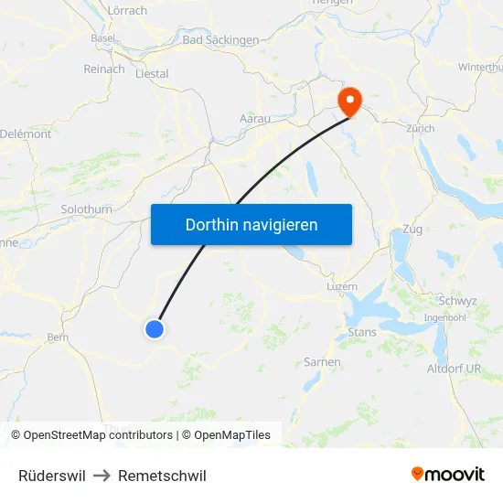 Rüderswil to Remetschwil map
