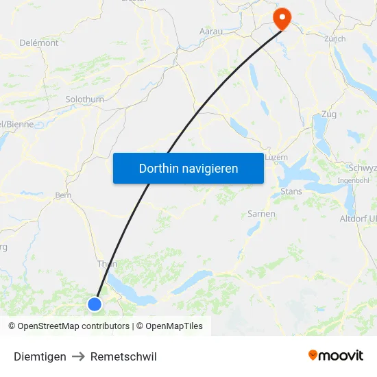 Diemtigen to Remetschwil map
