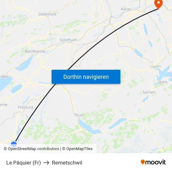 Le Pâquier (Fr) to Remetschwil map