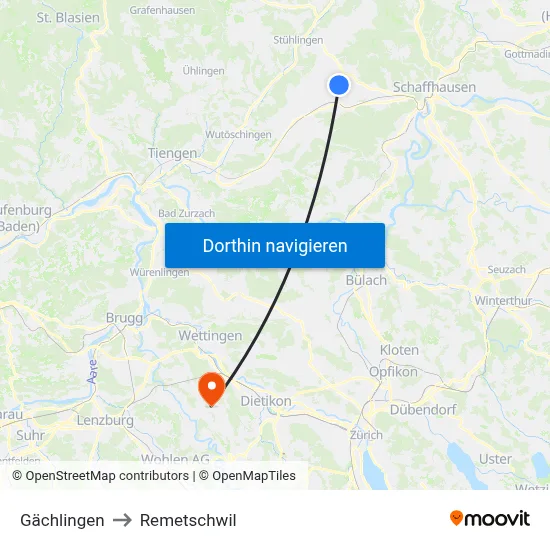 Gächlingen to Remetschwil map