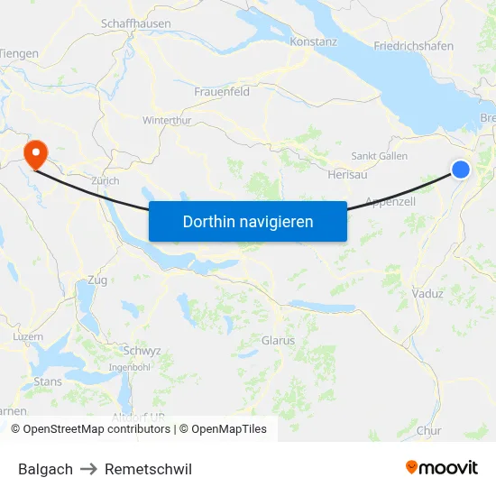Balgach to Remetschwil map