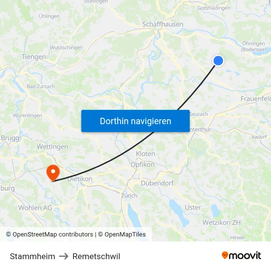 Stammheim to Remetschwil map