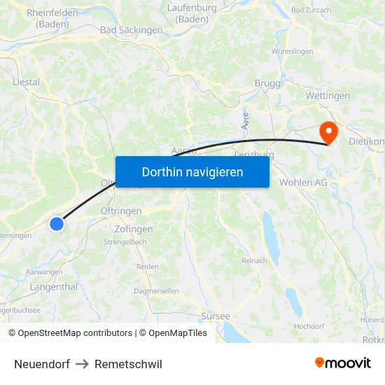 Neuendorf to Remetschwil map