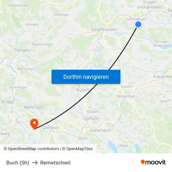 Buch (Sh) to Remetschwil map