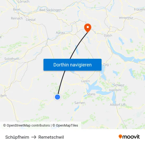 Schüpfheim to Remetschwil map