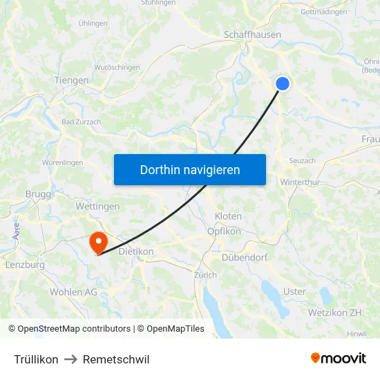 Trüllikon to Remetschwil map