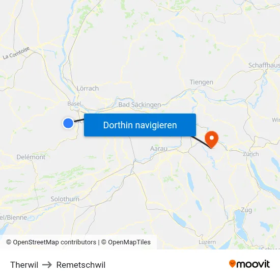 Therwil to Remetschwil map