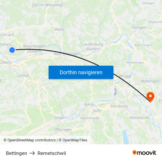 Bettingen to Remetschwil map