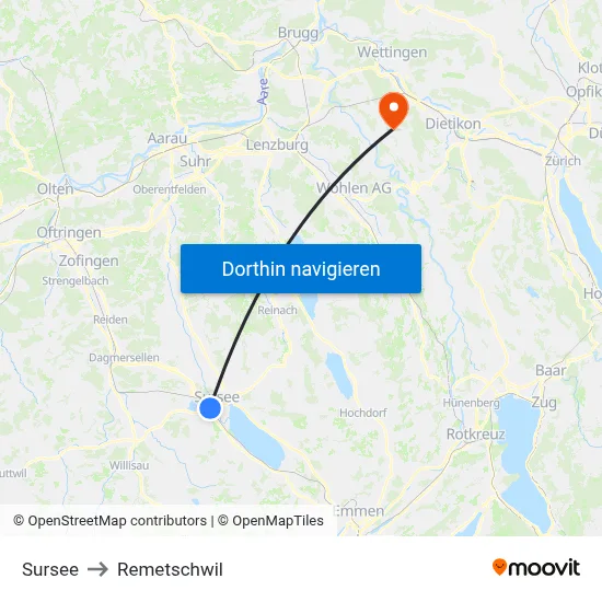 Sursee to Remetschwil map