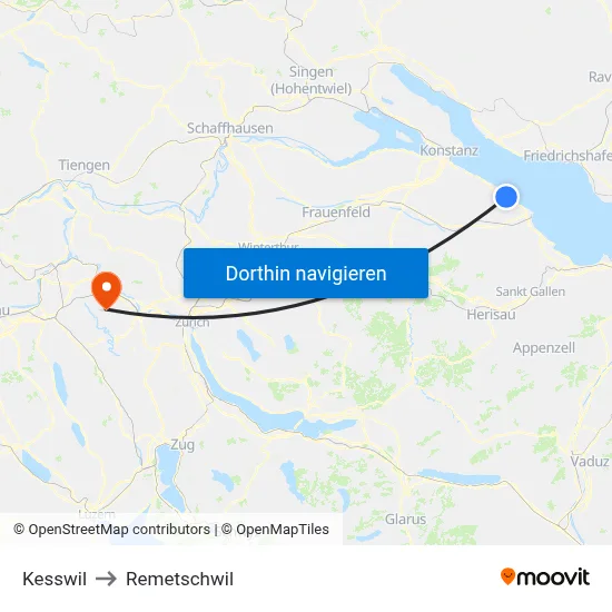 Kesswil to Remetschwil map