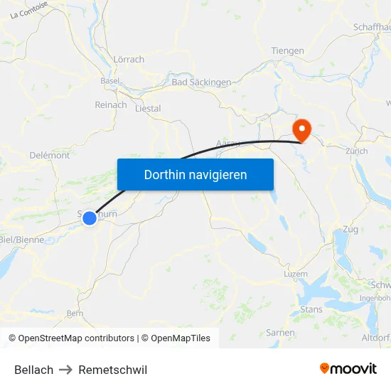 Bellach to Remetschwil map