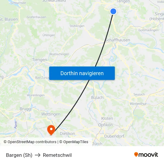 Bargen (Sh) to Remetschwil map